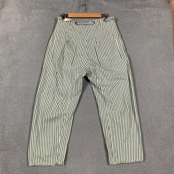 Free People We The Free Moxie Jeans Women's 29 Green Railroad Striped Low-Slung - Picture 7 of 12